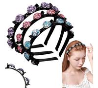 WUBAYI 3 fermagli per capelli, fermagli per capelli, fasce per capelli con strass, frangia di fissaggio fasce per capelli, fasce per capelli intrecciate antiscivolo, doppia treccia per donne e ragazze