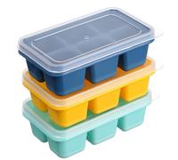 WUBAYI 3 stampi per cubetti di ghiaccio in PP + silicone (11,5 x 7 x 4 cm) - Bacs à Glacon Empilables con coperchio, lavabili in lavastoviglie per whisky/cocktail, blu/verde/giallo