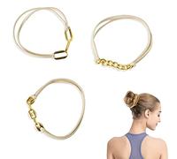 WUBAYI 3pezzi Bracciale da donna Bracciale con fascia per capelli elastica beige Accessorio per capelli elastico per coda di cavallo Carino da indossare al polso Grande per donne e ragazze(oro)