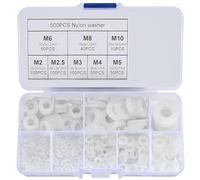 WUBAYI 500 Pezzi Rondelle in Nylon Bianco, Assortimento Rondelle Plastica Piatte per Idraulica, Rubinetteria & Riparazioni Meccaniche, Misure M2, M2.5, M3, M4, M5, M6, M8, M10
