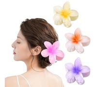 WUBAYI 6 fermagli per capelli a forma di fiore, antiscivolo, resistenti, stile hawaiano, per donne e ragazze (#002, 4 pezzi)
