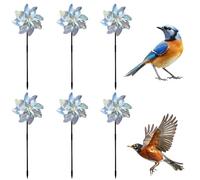 WUBAYI 6 Pezzi Mulini a Vento Riflettenti per Allontanare Uccelli - Dissuasori Argentati Splendenti per Giardino, Repellente per Tenere Lontani Uccelli da Casa, Finestra, Giardino e Fattoria