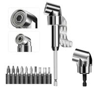 WUBAYI Avvitatore angolare da 105° con magnete esagonale da 1/4" - Adattatore per avvitatore a batteria Makita/Bosch, trapano - corto e lungo per spazi ristretti, garage, artigiani