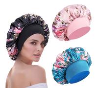 WUBAYI Cerchietto 3 Pezzi in Raso Morbido, Fascia per Capelli in Seta per Dormire, Fascia per Capelli per Dormire, Cappuccio per Il Sonno Notturno (Rosa, Nero, Blu)