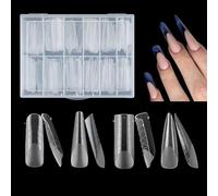 WUBAYI Clear Nails - Set di 4 stampi per unghie, 96 pezzi, per nail building e punte per unghie, perfetto per feste, matrimoni, compleanni, manicure artistiche