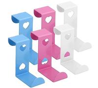 WUBAYI Confezione da 6 grucce e ganci da porta, in acciaio inox, a forma di cuore, resistenti, per cappotti, asciugamani, borse, per camera da letto, bagno, ante dell'armadio (rosa/blu/bianco)