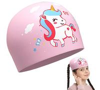 WUBAYI Cuffia da nuoto per bambini, unisex, cuffia da nuoto impermeabile, protezione elastica, motivo cartone animato, per bambini, ragazzi e ragazze (rosa)