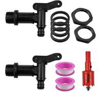 WUBAYI Kit di 2 rubinetti per cisterna d'acqua - Kit con taglierina per fori e rubinetto a barile per pioggia per orti e serre