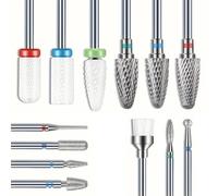 WUBAYI Kit professionale di 13 punte per trapano per unghie con punte in carburo e punte in ceramica per trapano per unghie, set di lime per unghie per rimozione gel acrilico, lucidatura, cura delle