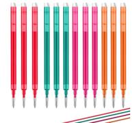 WUBAYI Ricariche cancellabili per penna gel, confezione da 12: 3 rosse, 3 verdi, 3 arancioni, 3 rosa, altezza 11 cm, compatibili con altre marche di ricarica standard, punta da 0,7 mm per scrittura