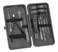 WUBAYI Set da 12 pezzi in acciaio inox per manicure e pedicure, kit completo per la cura delle unghie, con custodia in pelle da viaggio, ideale per la cura quotidiana di mani e piedi