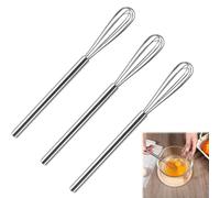WUBAYI Set di 3 mini fruste in acciaio inox per mescolare, sbattere, montare e mescolare