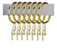 WUBAYI Set di 50 anelli e ganci in metallo e ottone, diametro interno 30 mm, per tende e aste, accessori per tende e bastoni, anelli per appendere tende e ganci in metallo (oro