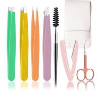 WUBAYI Set Professionale di Pinzette per Sopracciglia e Peli del Viso - 7 Pezzi in Acciaio Inox per Uomini e Donne - Per Peli Incarniti e Schegge