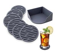 WUBAYI Sottobicchieri, 6 sottobicchieri in silicone, sottobicchieri con supporto, sottobicchieri drenabili ispessiti, adatti per bevande fredde, bevande calde, casa, bar, ufficio, antiaderente, facile