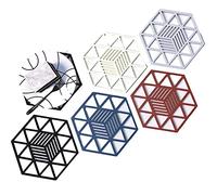 WUBAYI Sottopentola in silicone, 5 pezzi, per piani di lavoro da cucina, anti-scottatura, sottopentola per cucina e sala da pranzo. Tappetino per pentole calde, piatto, supporto cucchiaio