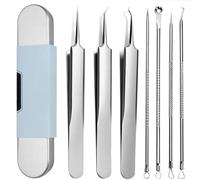 WUBAYI Strumento per la rimozione di punti neri, kit per la rimozione di brufoli, 8 pezzi in acciaio inox, strumenti per la rimozione di punti neri, brufoli e acne, estrattore professionale di