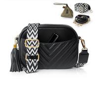 Wuciray Borsa Tracolla Donna Borsetta con due Scomparti PU Pelle Nera Piccola Crossbody Bag con Tracolla Ampia Intrecciata per Shopping e Viaggio Borsetta Tracolla Donna Piccola Pochette Nera Donna