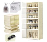 Wuciray Scatole per Scarpe Trasparenti Rigide Scarpiera Pieghevole a Fisarmonica Armadio 6 Livelli per 12pcs con Ruote Salvaspazio Scarpiera in Plastica Dura Organizer per Tacchi Alti Scarpe Sportive