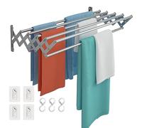 Wuciray Stendibiancheria da parete Stendino da parete Allungabile Stendipanni Stendino da Muro Richiudibile 80cm per Biancheria Balcone Esterno