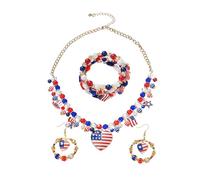 WuCuifu Brilla il giorno dell'indipendenza! Abbraccia l'orgoglio americano con una collana con ciondolo a forma di stella, un elegante braccialetto con lettere incantate e orecchini scintillanti a