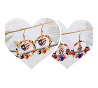 WuCuifu Orecchini Independence Day Colorful Trend! Orecchini con perline di cristallo artificiale rosso e bianco, ornati con elementi bandiera nazionale, brillano al tuo momento di celebrazione