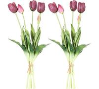 Wudaizhi 2 Pacchetti Tulipani Bouquet Bellissimi 5 Teste Steli Decorativi Fiori Artificiali Decorazioni della Stanza