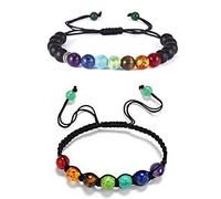 Wudaizhi Bracciali 8mm Chakra Perline 7 Colori Aromaterapia Essential Oil Diffusore Braccialetti Braccialetti con Corda Intrecciata per Uomo Donna