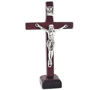Wudaizhi Crocifisso in Legno Crocifisso Wall Cross Statue Figurina Crocifissione Barocca Crocifissione Cattolica Gesù Desktop Ornament Decorazione della Casa Cristiana