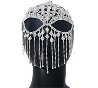 Wudaizhi Maschere Velo di Rinesco Maschere Full Face Women Chains Face Mask Masquerade Dance Party Performance Accessori Facciali Gioielli