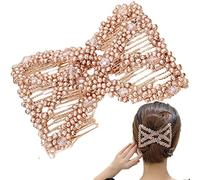 Wudaizhi Set di Pettine per Capelli Perle Perle | Eleganti Artigli di Capelli Elastici E Maker di Panini Magici | Accessori per Capelli da Donna