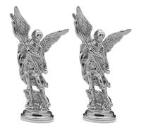 Wudaizhi Statuetta di San Michele L'arcangelo Che Sconfigge Satana Guardiano Statue in Lega di Zinco per Il Desktop della Stanza di Casa