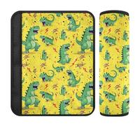 Wudan Angry Dino Monsters - Protezioni per cinture di sicurezza per seggiolino auto, confezione da 2 pezzi, accessori per seggiolino auto per bambini