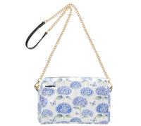 Wudan Borsa a tracolla casual da donna con chiusura a zip multi tasca | Raccordi metallici della farfalla dell'ortensia azzurra per tutta la stagione Shopping applicabile