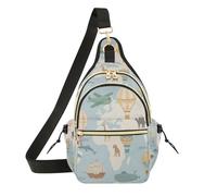 Wudan Borsa a tracolla da donna, alla moda, per adolescenti, borsa messenger per viaggi, escursionismo, mappa del mondo infantile