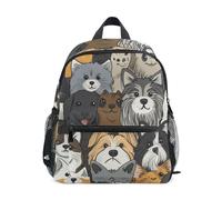 Wudan Borsa dei libri dei bambini della cinghia del petto dello zaino del bambino della scuola per il parco di divertimenti, Simpatico motivo gatti e cani, M