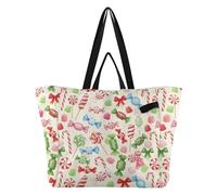 Wudan Borsa in tela alla moda da cucina per la spesa, borsa da damigella d'onore per donne, bomboniere, viaggi, colorata caramella beige