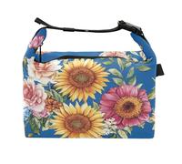 Wudan Borsa per il pranzo con fiori autunnali girasole garofano blu per ragazzi con manici borse isolate per università palestra