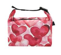 Wudan Borsa per il pranzo per San Valentino con cuori rossi per ragazze, portatile, per insegnanti, per cucina e università