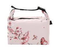 Wudan Borsa portapranzo per bambini con fiori di ciliegio rosa, stile retrò, impermeabile, per adolescenti, per lavoratori di giardinaggio