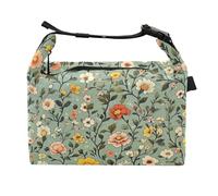 Wudan Borsa termica per il pranzo con fiori autunnali, garofano, callistephus, peonie, salvia, verde, per ragazze, per adulti, per lavoratori edili