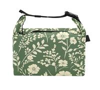 Wudan Borsa termica per il pranzo con fiori autunnali, garofano, callistephus, peonie, verde salvia, per bambini, portatile, grande, per picnic all'aperto