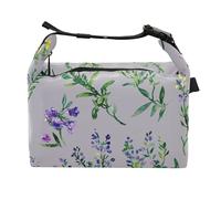 Wudan Borsa termica per il pranzo con fiori di timo naturale, per ragazze, a prova di perdite, per infermiere, per impiegati in ufficio