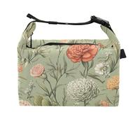 Wudan Borsa termica termica per il pranzo con fiori di garofano Dianthus verde salvia per ragazze per parco divertimenti