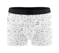 Wudan Boxer da uomo bianco con note musicali brevi pantaloncini boxer traspiranti, Note musicali bianche, Large