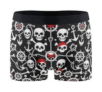 Wudan Boxer da uomo, da viaggio, S-XXL, Teschio Pirata Nero, Medium