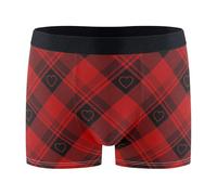 Wudan Buffalo - Boxer da uomo con motivo a quadri rossi e neri, Buffalo Plaid Rosso Cuori Neri, Medium