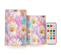 Wudan Candele con margherite glitterate su candele rosa arcobaleno senza fiamma che cambiano colore, set di candele per esterni per la decorazione della casa e del bar