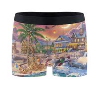 Wudan Christmas by The Tropical Snowy Village - Boxer da uomo, intimo rinfrescante, Natale vicino al villaggio tropicale innevato, XX-Large