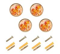 Wudan Confezione da 4 maniglie e pomelli decorativi per mobili, 3,2 cm, per porte, cassetti, creatura mitica con foglie di fuoco e caduta